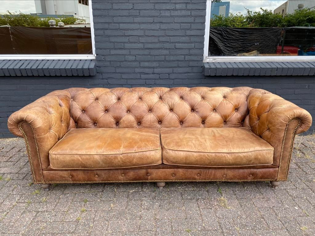 Stoere Chesterfield zetel cognac GRATIS GELEVERD, Antiek en Kunst, Ophalen of Verzenden