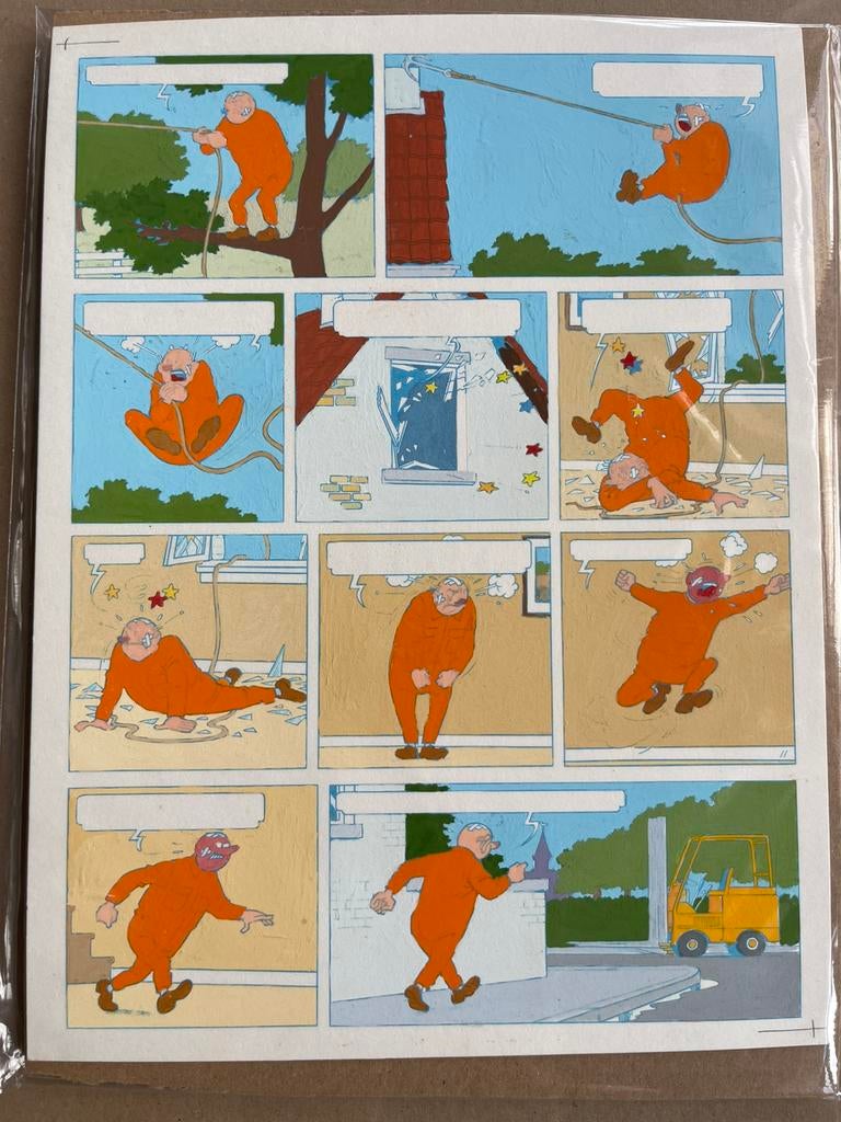Suske en wiske Lambik originele pagina in kleur tekening, Ophalen of Verzenden, Suske en Wiske, Nieuw, Overige typen