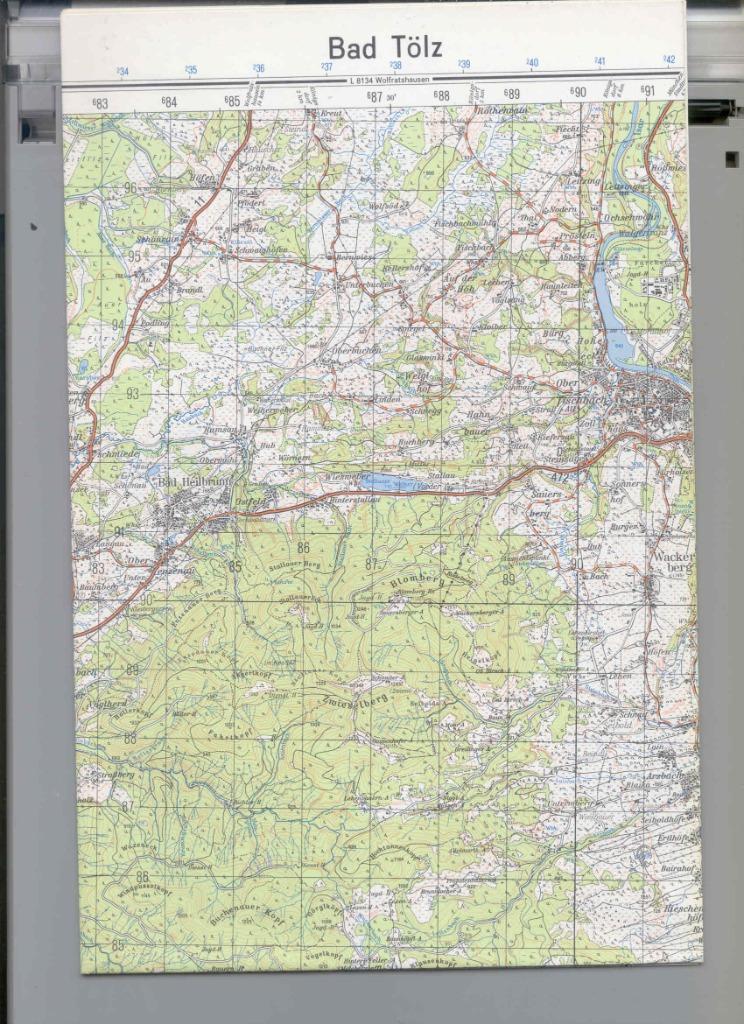 Landkaart gedetailleerd Duitsland Bad Tölz, Verzenden, Zo goed als nieuw, Duitsland, Landkaart