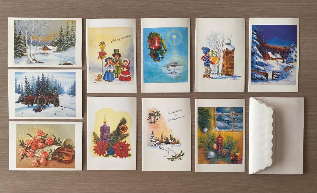 Set van 10 vintage kerstkaarten - NIEUW, Verzenden, Nieuw