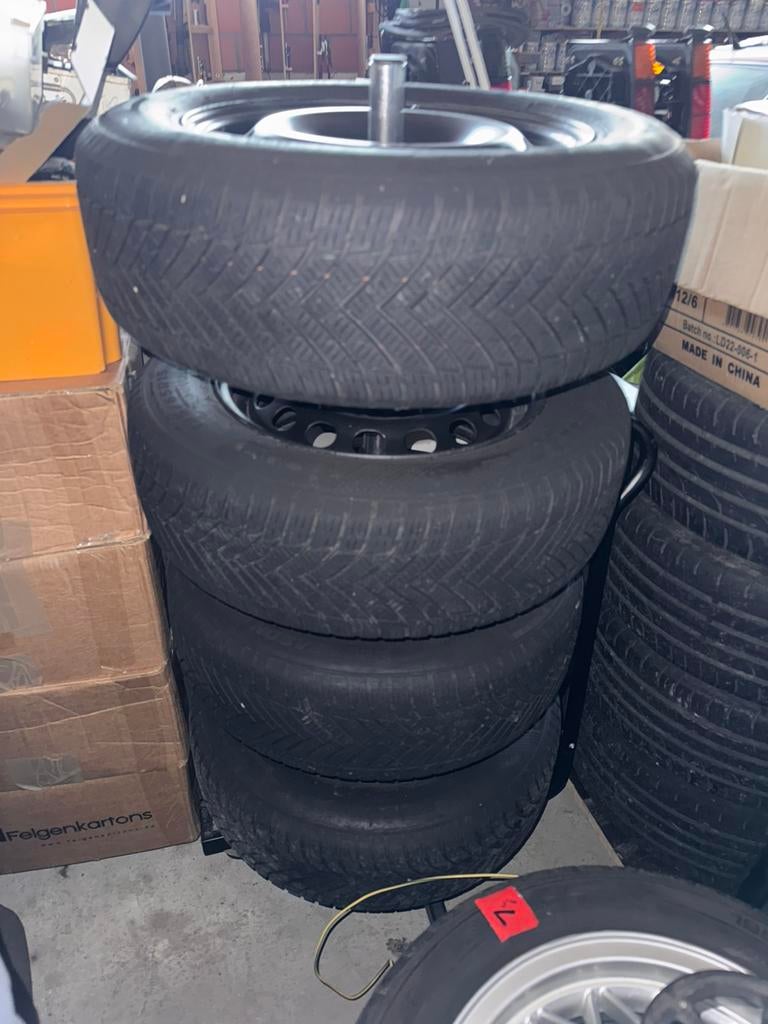 Stalen velgen 5x112 met banden, Ophalen, 15 inch, All Season, Band(en)