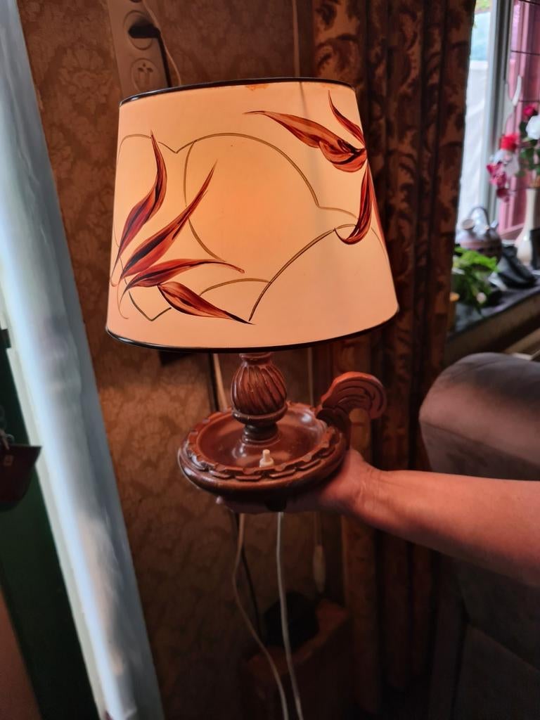 Ancienne lampe en bois Art Déco, Maison & Meubles, Enlèvement, Utilisé
