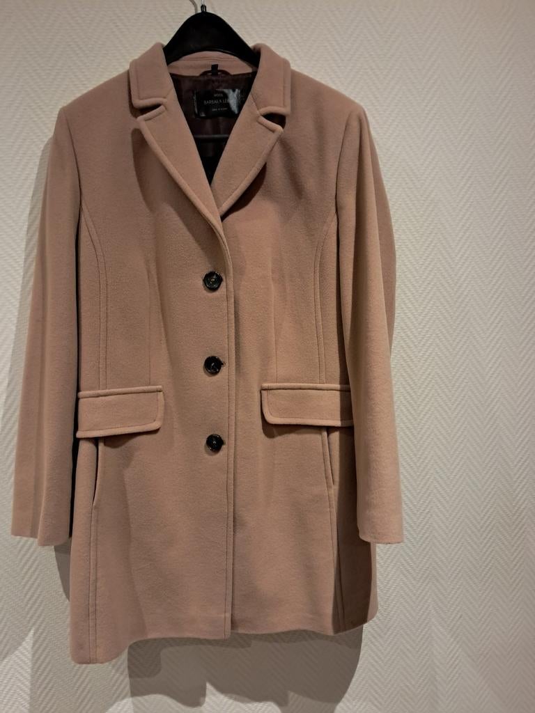 Dames mantel lang , wol / cashmere , maat 44, Taille 42/44 (L), Beige, Comme neuf, Enlèvement