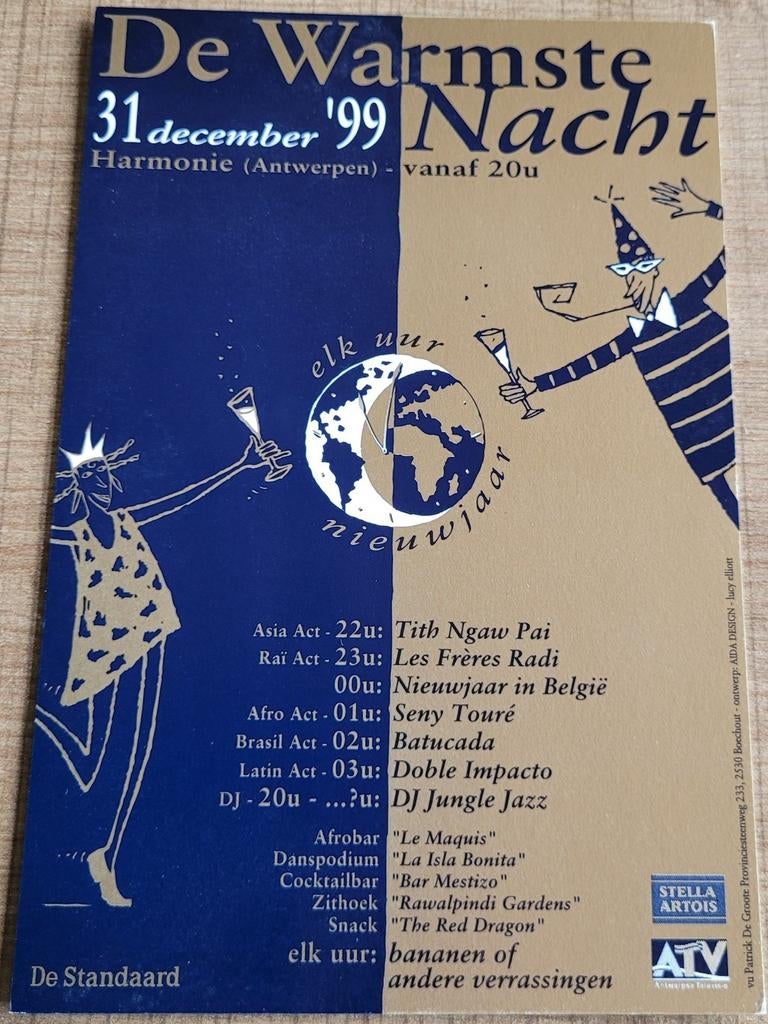 Postkaart: De Warmste Nacht 1999, Verzamelen, Ophalen of Verzenden, 1980 tot heden, Ongelopen, Cultuur en Media