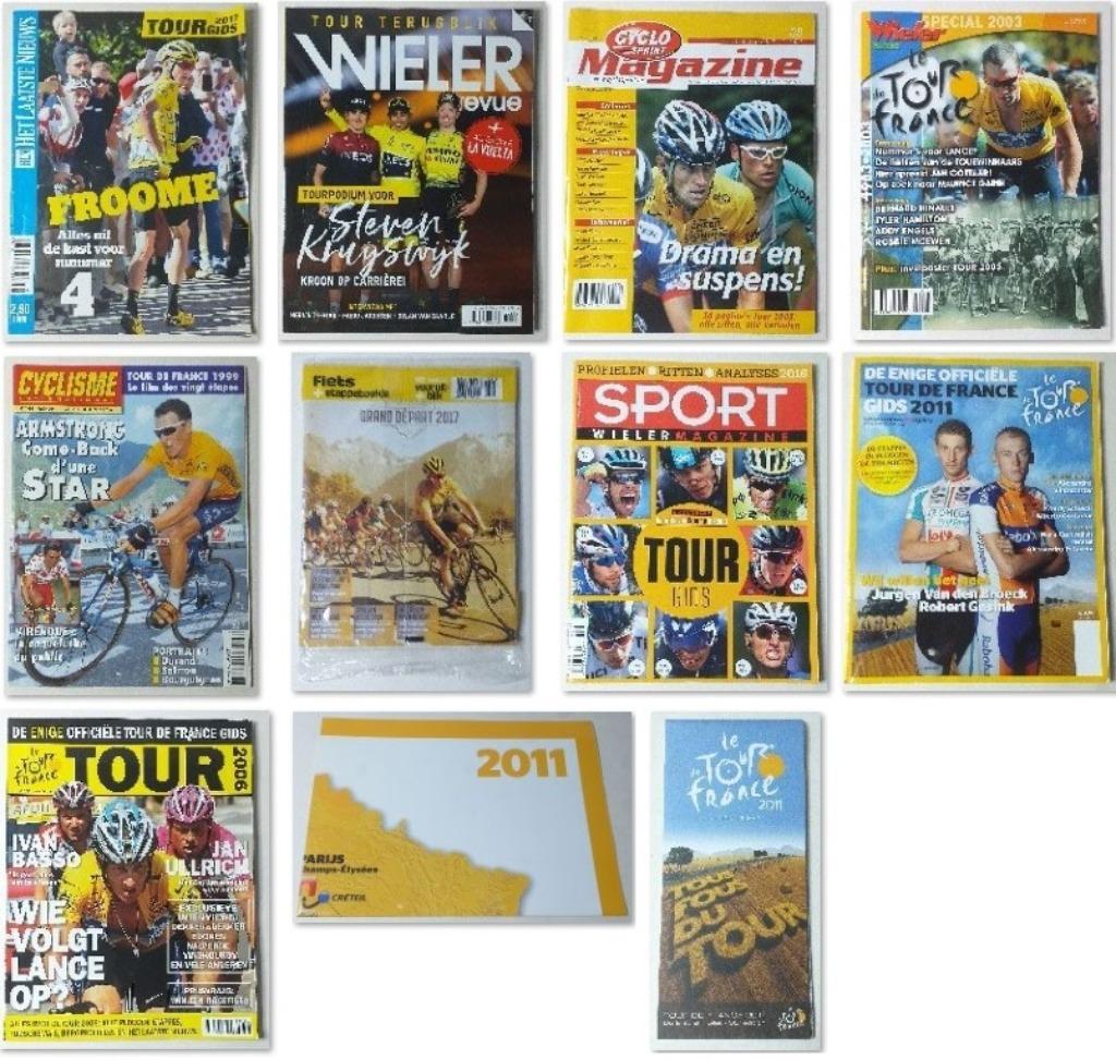 diverse Tour de France magazines + 2 parcours landkaarten, Enlèvement ou Envoi