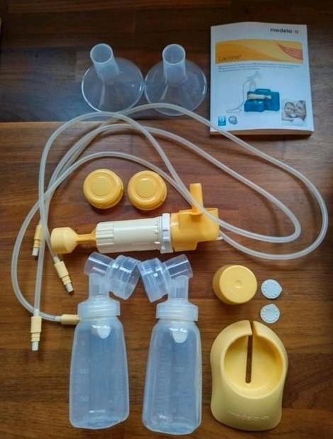 Kolfset Medela Lactina dubbelzijdig, Kinderen en Baby's, Ophalen of Verzenden, Gebruikt, Borstkolf