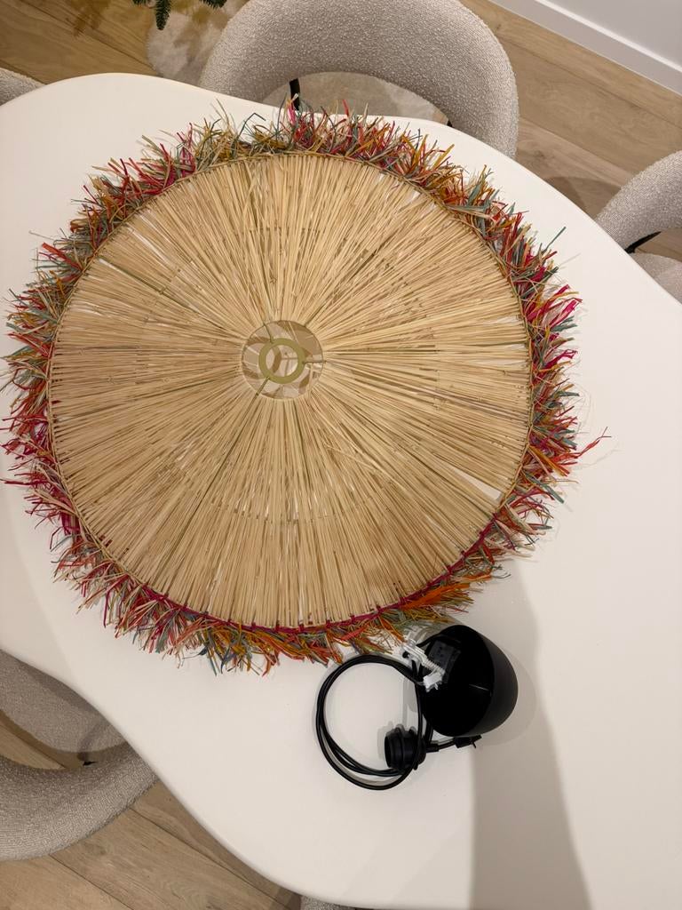HANGLAMP - rieten bohemian hanglamp, Huis en Inrichting, Ophalen, Zo goed als nieuw, Kunststof, Bohemian
