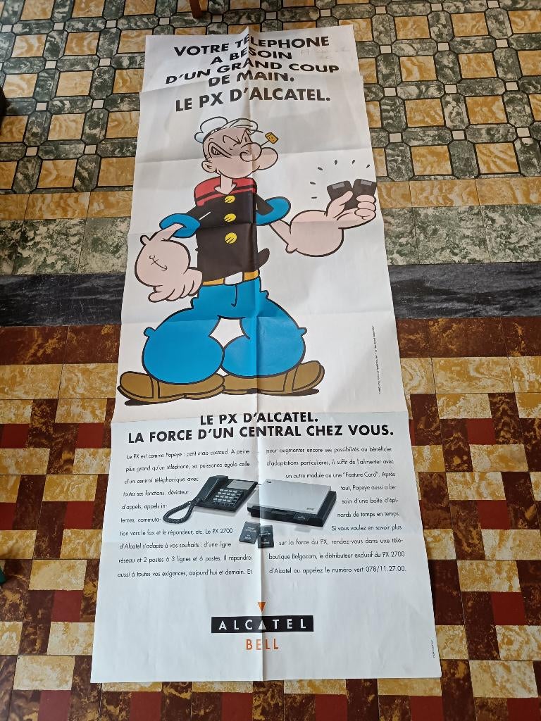 affiche Poster Popeye Alcatel, Ophalen of Verzenden, Gebruikt