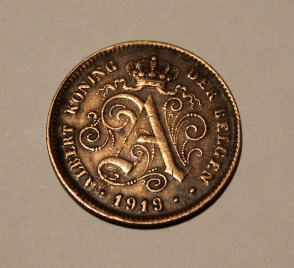 2 CENT KOPER ALBERT 1 1919, Postzegels en Munten, Ophalen of Verzenden, Overig, Losse munt