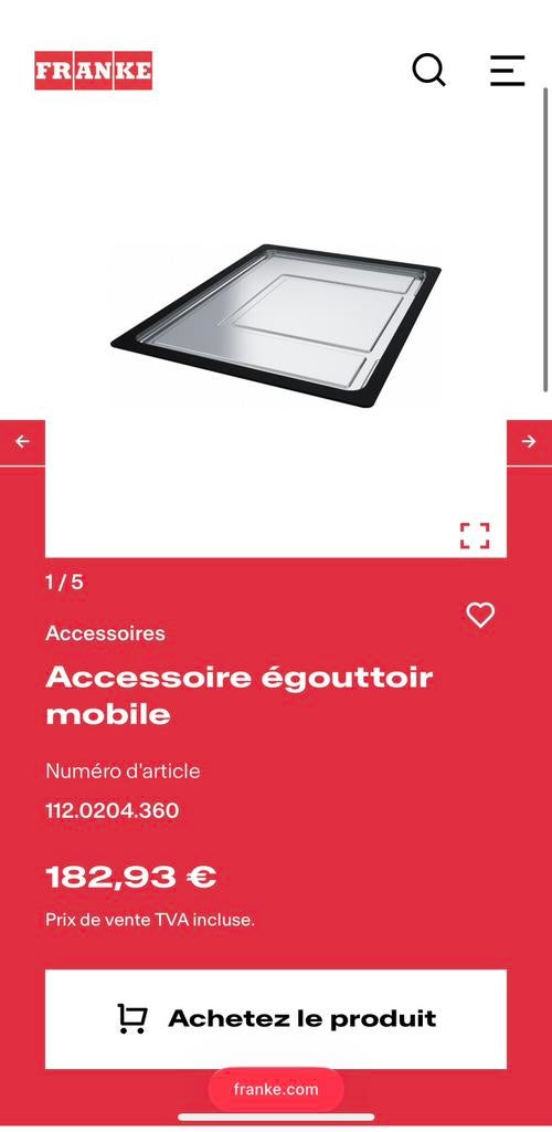 Franke - egouttoir mobile, Maison & Meubles, Cuisine | Ustensiles de cuisine, Enlèvement ou Envoi, Neuf