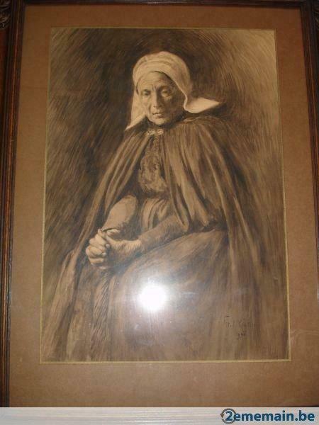 Vital Keuller né à Lille pastel femme assise 1930, Antiquités & Art, Enlèvement
