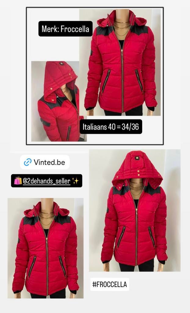 Froccella winterjas – maat 34/36 (It. 40)  Zeer goede staat, Vêtements | Femmes, Rouge, Enlèvement ou Envoi, Taille 36 (S), Comme neuf