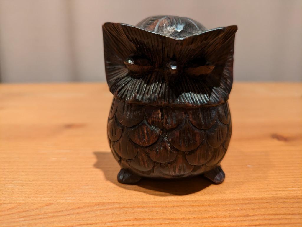 Houten uil donker handgesneden, Antiek en Kunst, Kunst | Beelden en Houtsnijwerken, Ophalen of Verzenden