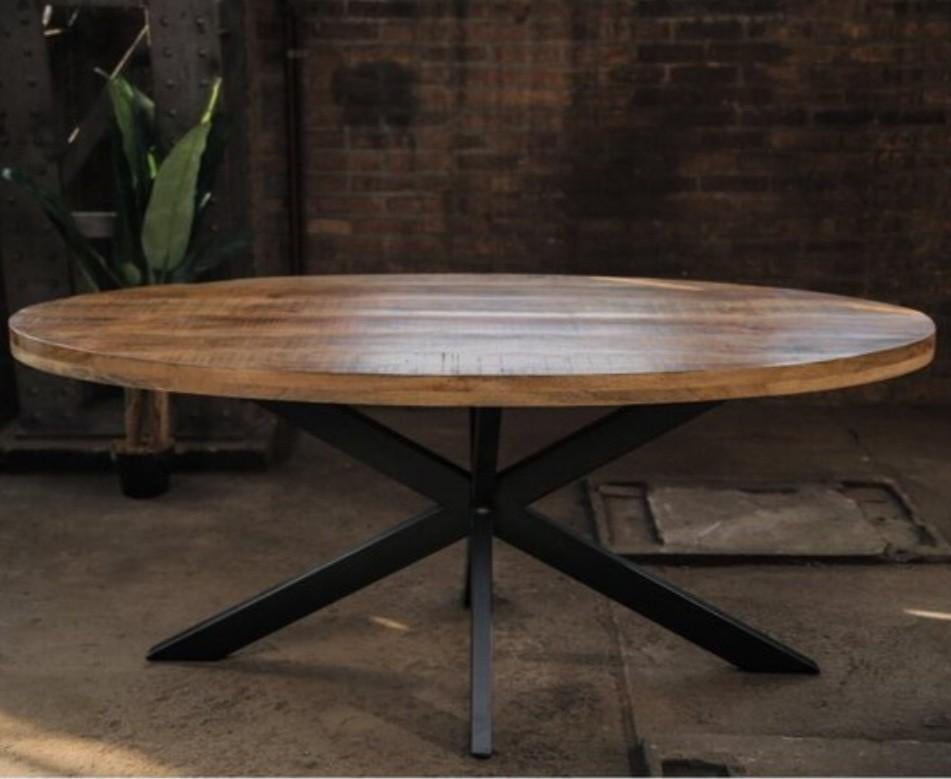 Eettafel Mangohout naturel met matrix onderstel., Ophalen