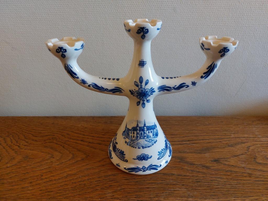 Delfts Blauw Kandelaar Kasteel van Horst/Château de Houtain-, Antiek en Kunst, Ophalen of Verzenden, Keramiek of Aardewerk