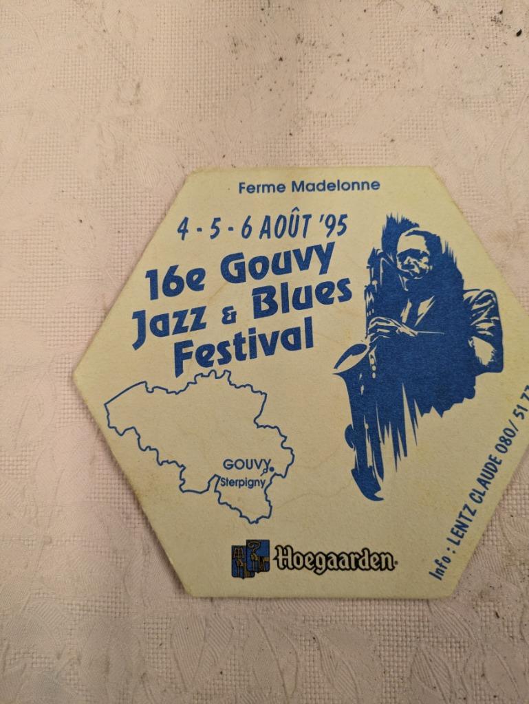 Hoegaarden - gouvy jazz festival 95, Enlèvement ou Envoi, Comme neuf, Sous-bock