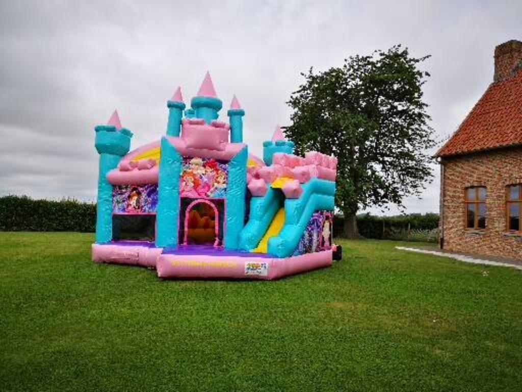 Verhuur springkasteel Glitter Prinsessenkasteel met glijbaan, Envoi