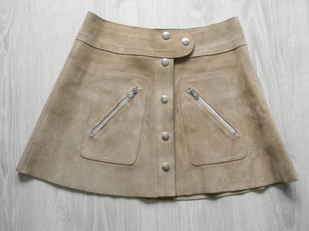 rok leder, Ophalen, Zo goed als nieuw, Maat 38/40 (M), Beige