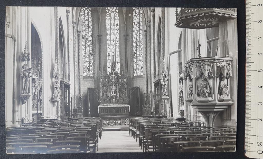 Fotokaart Brugge Sint Kruis kerk binnenzicht, Verzamelen, Ophalen of Verzenden, 1920 tot 1940, Ongelopen, West-Vlaanderen