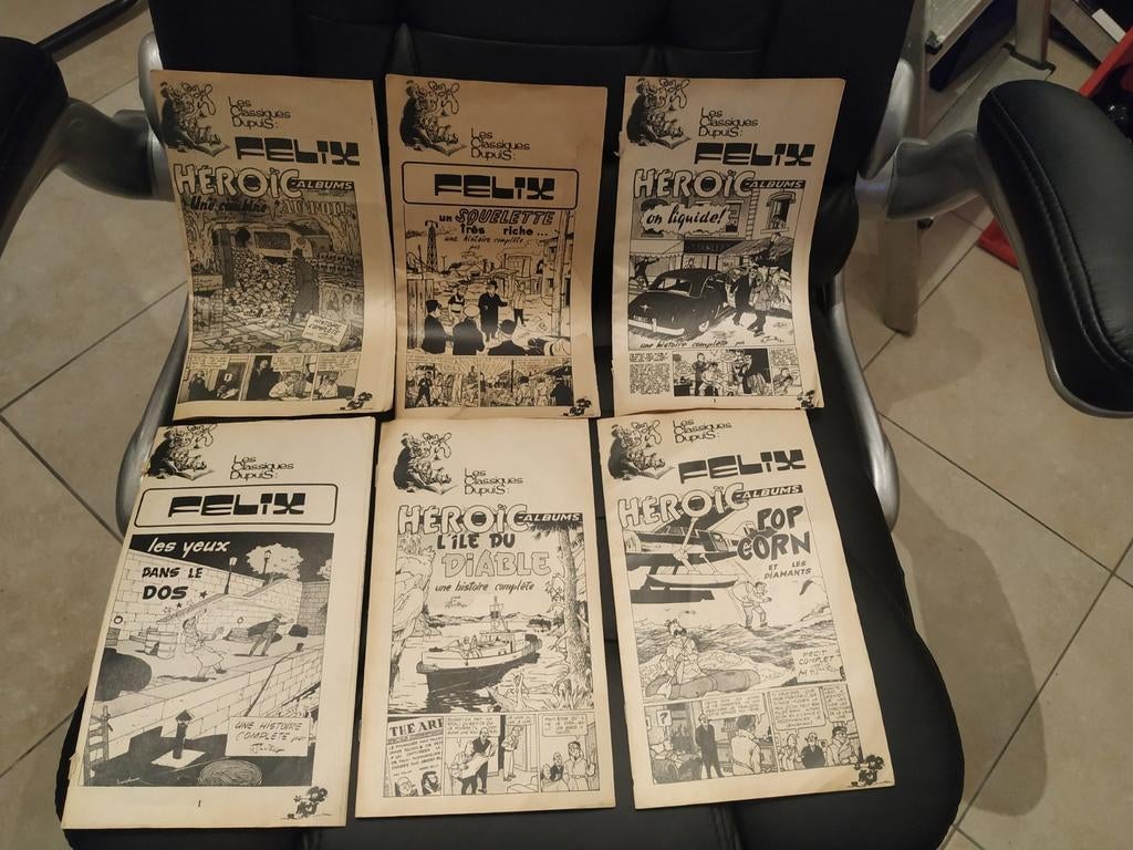 6 Suppléments journal Spirou Félix tilleux année 1975, Enlèvement ou Envoi, Autres personnages, Utilisé, Image, Affiche ou Autocollant