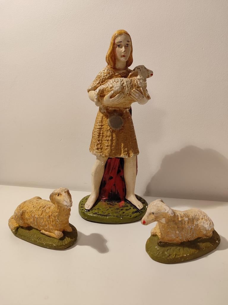 Antiek beeld herder schapen schaapsherder kunst, Antiek en Kunst, Ophalen of Verzenden