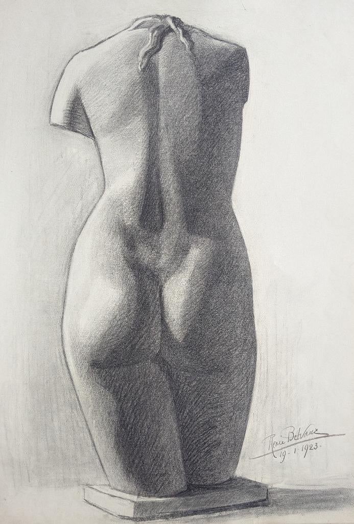 tekening vrouwenbuste - Renée Belvaux - 1923 - prachtig werk, Antiek en Kunst, Kunst | Tekeningen en Fotografie, Ophalen of Verzenden