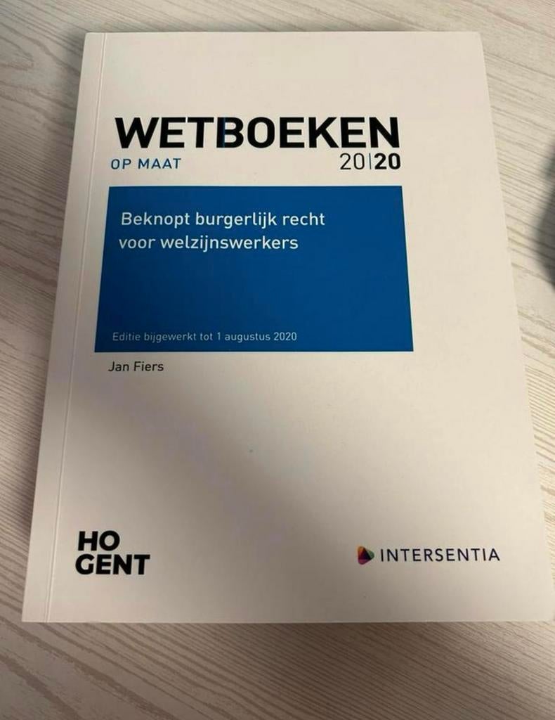 Jan Fiers - beknopt burgerlijk recht voor welzijnswerkers, Boeken, Ophalen of Verzenden, Nieuw, Hogeschool
