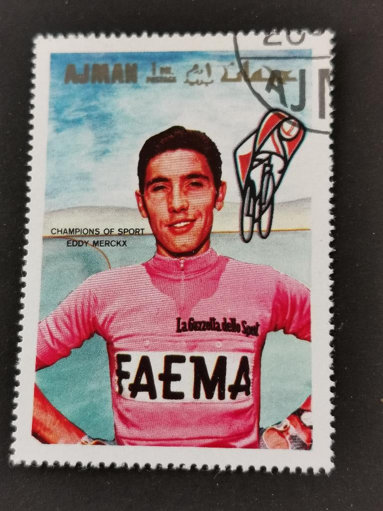 Ajman 1969 - sport - wielrennen, Eddy Merckx, Postzegels en Munten, Ophalen of Verzenden, Gestempeld, Midden-Oosten