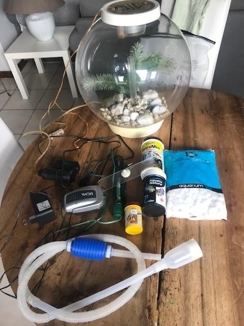 Aquarium bolvormig met accessoires en decor, Ophalen of Verzenden, Gebruikt, Leeg aquarium