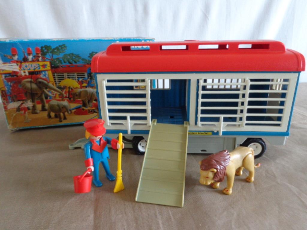 Playmobil vintage Cirque 3514, roulotte pour fauves 1985, Enlèvement ou Envoi, Utilisé, Ensemble complet