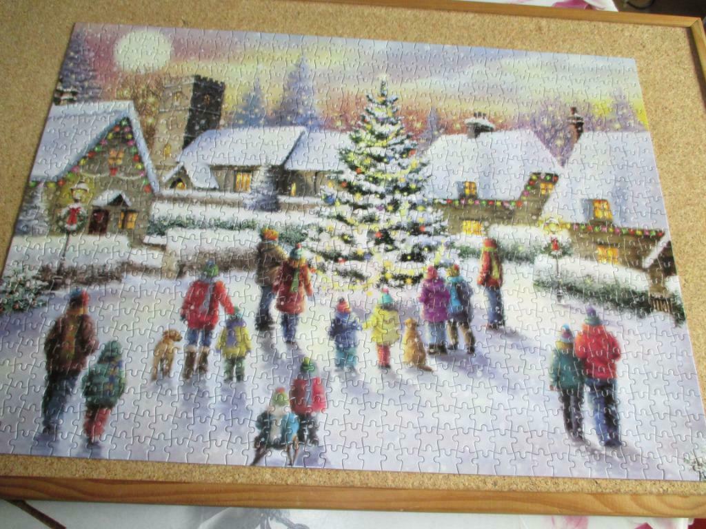 puzzel kerst winter 1000, Ophalen of Verzenden, 500 t/m 1500 stukjes, Zo goed als nieuw, Legpuzzel