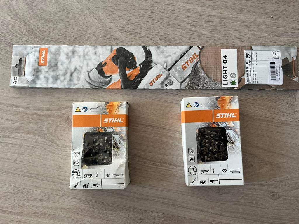 Stihl zaagblad 40cm + 2 Stihl kettingen, Ophalen of Verzenden, Nieuw