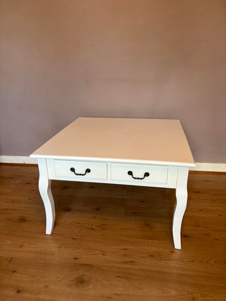 Table basse blanche carrée style baroque, 50 à 100 cm, Carré, Enlèvement, Utilisé
