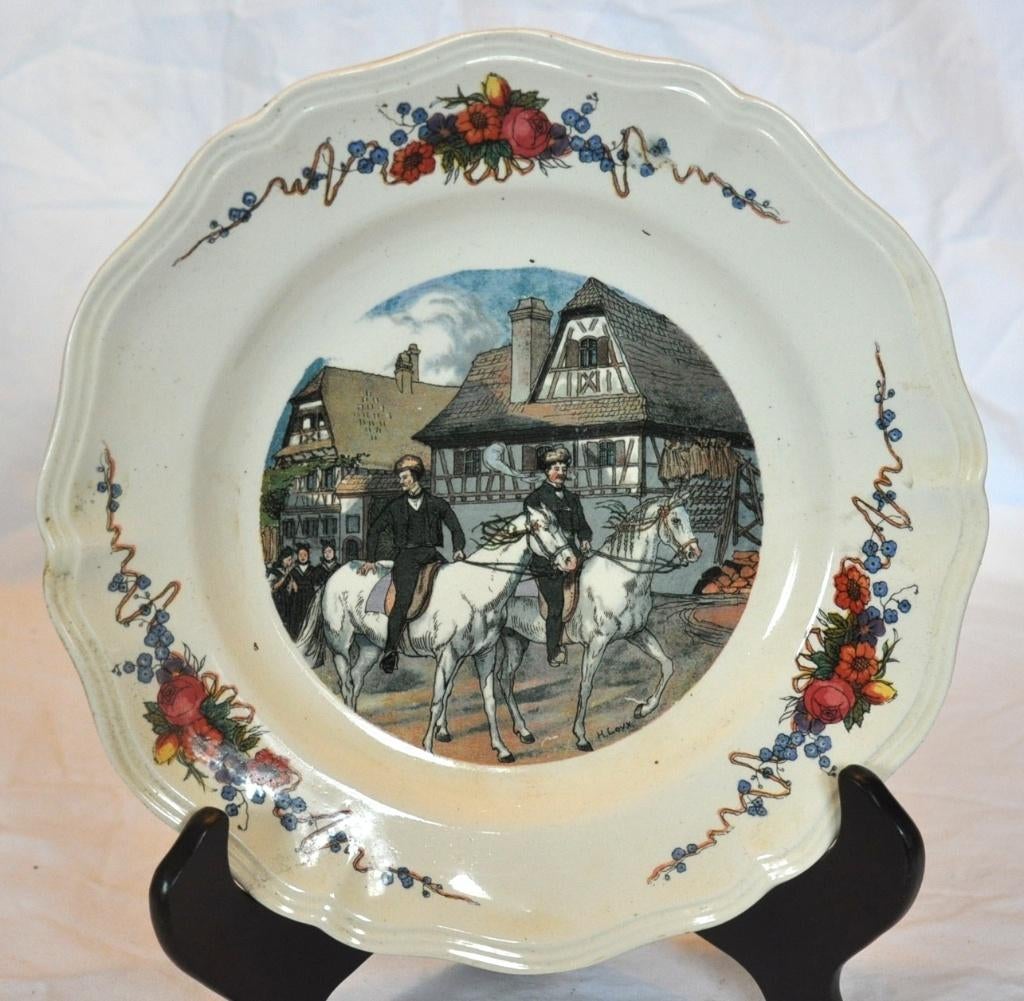 assiette plate obernai sarreguemines 2 cavaliers (5), Enlèvement ou Envoi