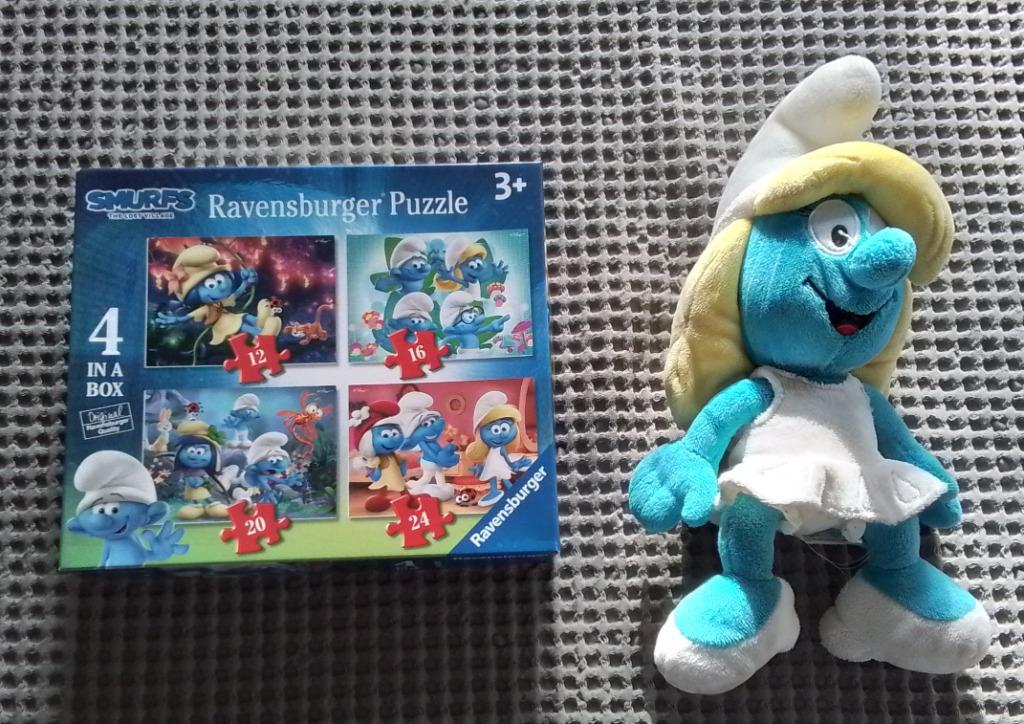 Puzzel Smurfen + knuffel Smurfin, Ophalen of Verzenden, Gebruikt, Smurfin