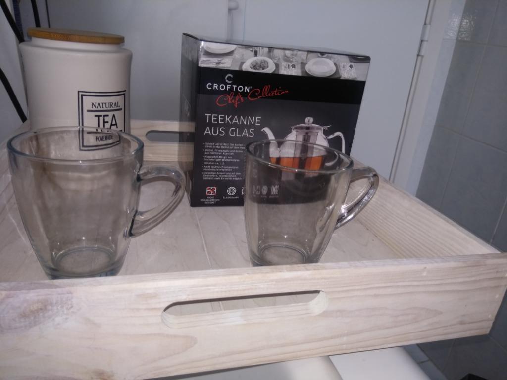 Theeset met serveerschaal, glazen, pot en theepot, Huis en Inrichting, Ophalen