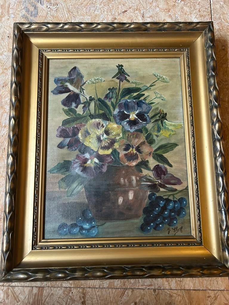 Gesigneerd olieverf schilderij in mooie lijst, Enlèvement