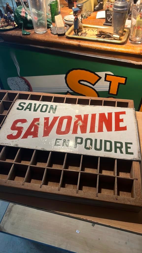 Zeldzaam emaille bord savon Savonine jaren 20, Verzamelen, Ophalen of Verzenden, Zo goed als nieuw