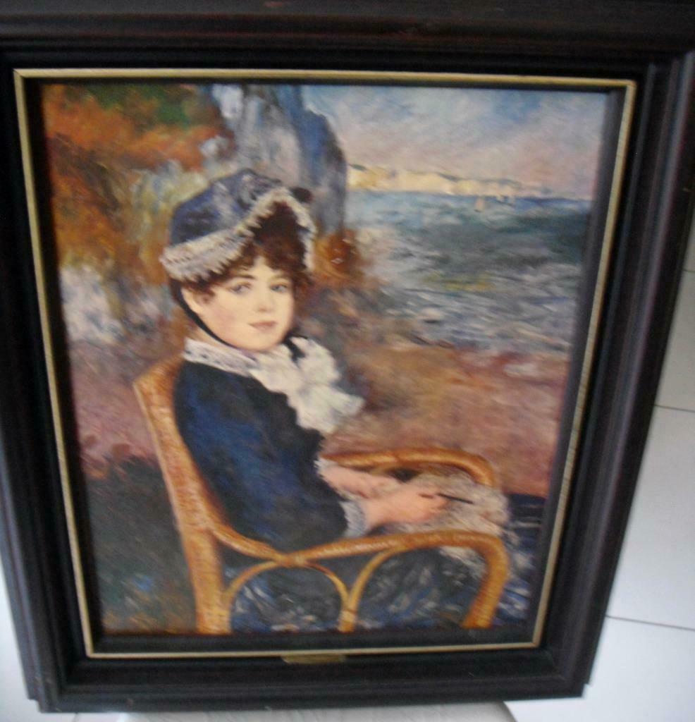 Peinture toile reprod. Renoir: Au bord de la mer, 65 X 55 cm, Antiquités & Art, Enlèvement