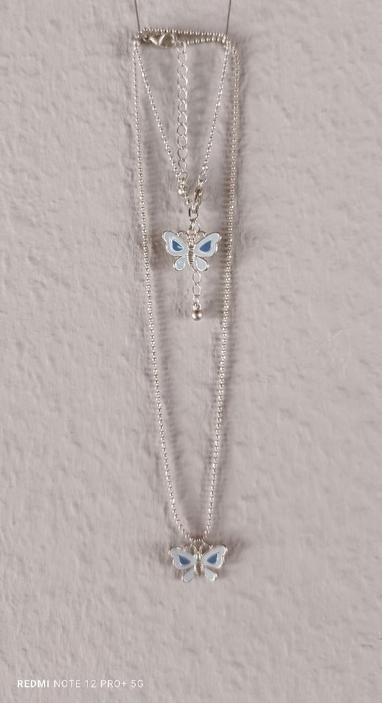 Collier + bracelet papillon bleu enfant fille. 😉, Bijoux, Sacs & Beauté, Colliers, Neuf, Enlèvement ou Envoi, Avec pendentif