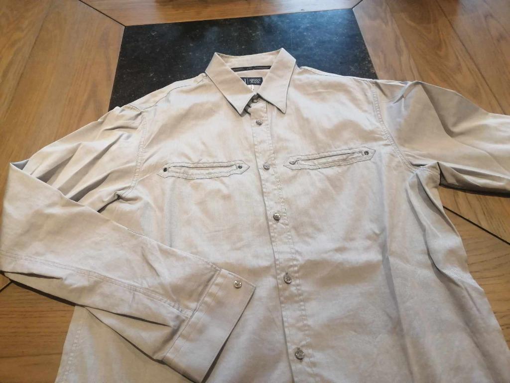 HEMD GRIJS MERK ARMANI JEANS  – MAAT L, Armani Jeans, Ophalen of Verzenden, Halswijdte 41/42 (L), Grijs