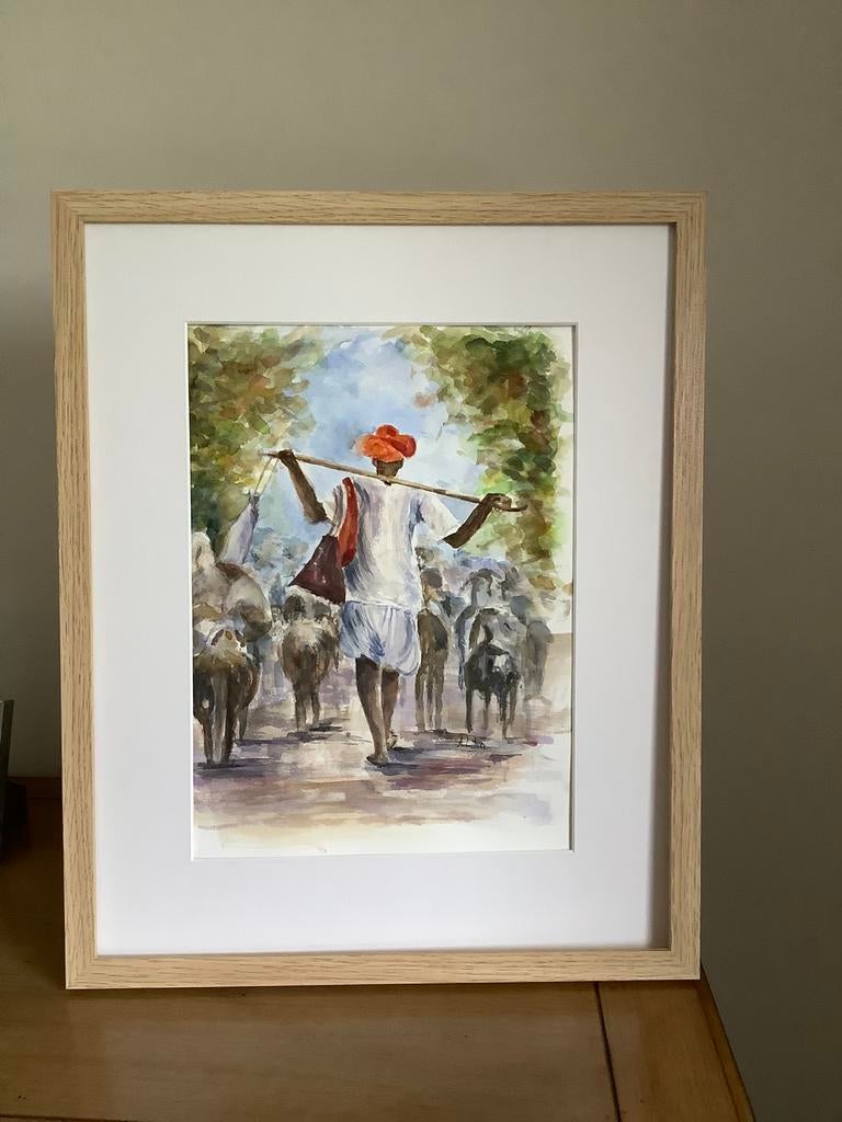 Originele aquarel, Antiek en Kunst, Kunst | Litho's en Zeefdrukken, Ophalen of Verzenden