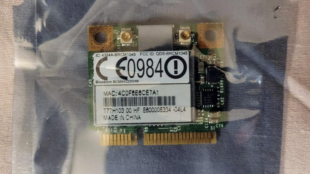 Broadcom BCM943225hm WiFi-netwerkkaart mini PCI-E-interface, Ophalen of Verzenden, Gebruikt, Intern, Broadcom