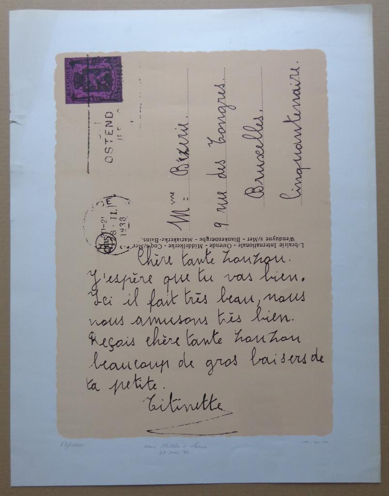 MARCEL VAN MAELE / TANTE ZOUZOU / KLEURLITHO / 65x50cm MONO, Antiek en Kunst, Ophalen of Verzenden
