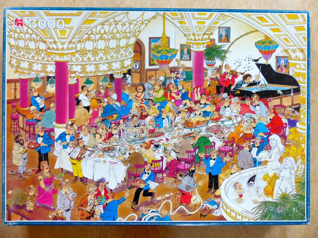 9 Jan Van Haasteren puzzels+bierviltjes+wasgij-FOTOSVERVOLG, Ophalen of Verzenden, 500 t/m 1500 stukjes, Zo goed als nieuw, Legpuzzel