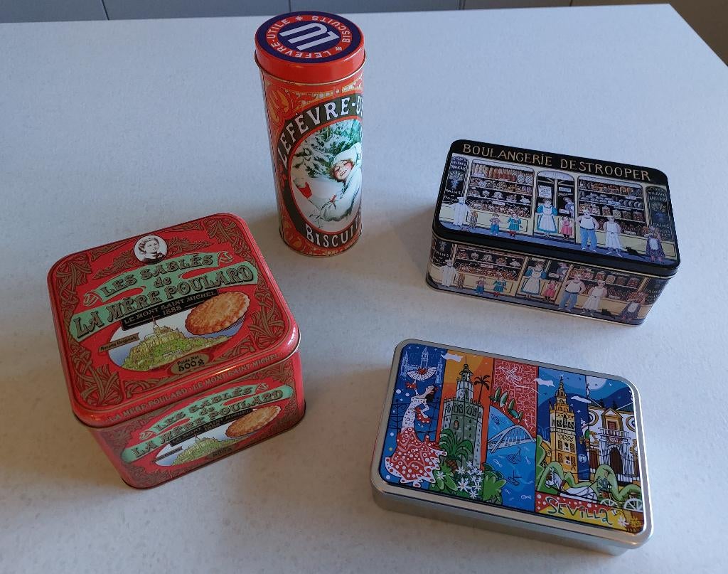 vintage koekendozen blik, Verzamelen, Ophalen, Gebruikt, Koek(jes), Overige merken