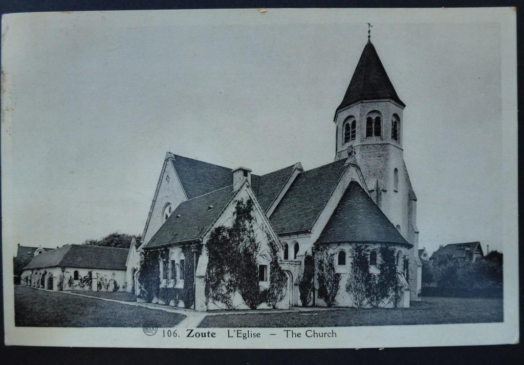 carte postale ancienne Zoute L'Eglise, Envoi, Affranchie, Bâtiment