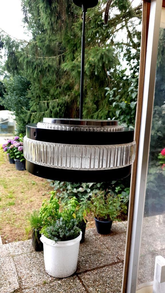 Grote Unieke 50 jaren lamp van glas met zwart ijzer 5,2 KG, Huis en Inrichting, Lampen | Hanglampen, Ophalen, 50 tot 75 cm, 50 jaren lamp