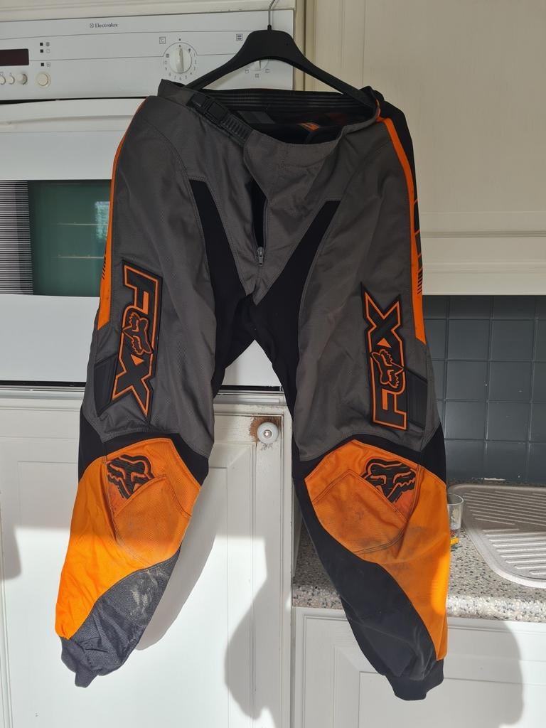 Cross, enduro broek. FOX oranje zwart,grijsMaat 32, Motoren, Ophalen