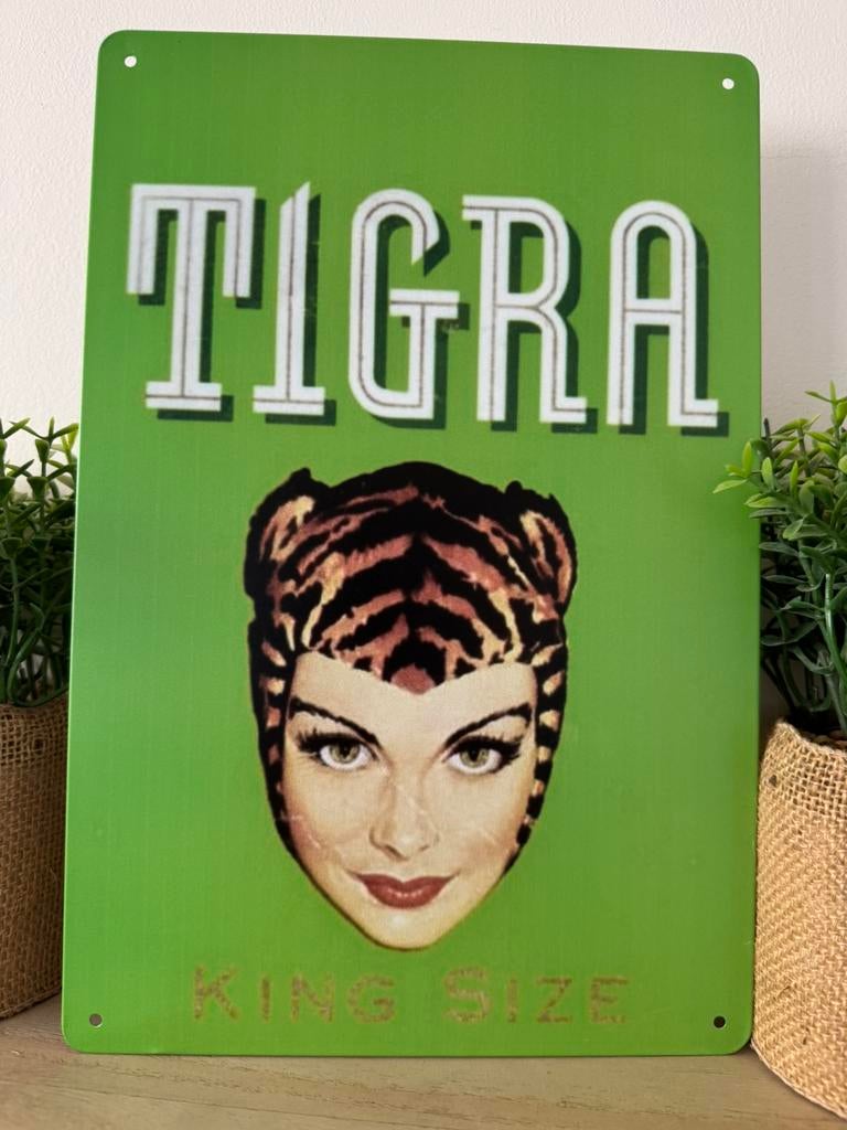 Metalen reclamebord Tigra, Verzamelen, Merken en Reclamevoorwerpen, Nieuw, Reclamebord, Ophalen of Verzenden